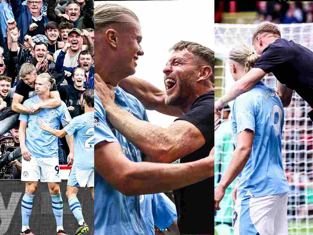 “What a moment; Heavyboy”- Pitch invader’s long jump on Erling Haaland after his goal against Sheffield United gets lauded on social media