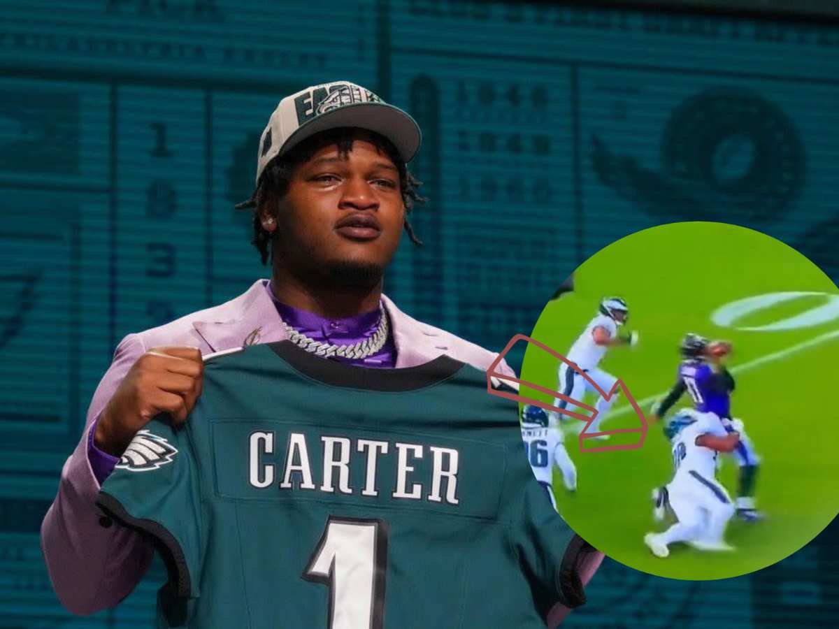 WATCH: “Not really sure how a human that large can be that fast” – Eagles rookie Jalen Carter’s HUMUNGOUS first snap has left fans baffled on social media