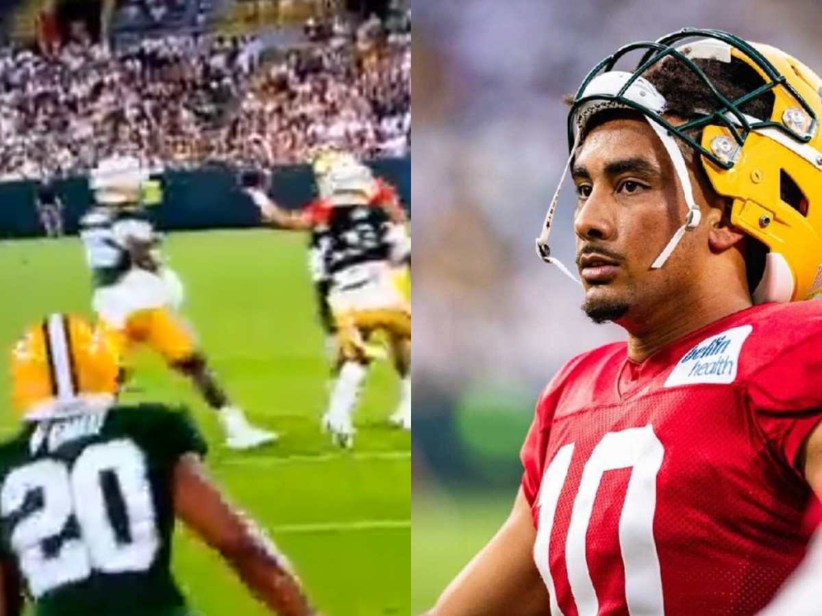 WATCH: “Literally a sack!” – Jordan Love’s SCINTILLATING side-arm throw between two defenders during Packers’ practice gets called out on social media