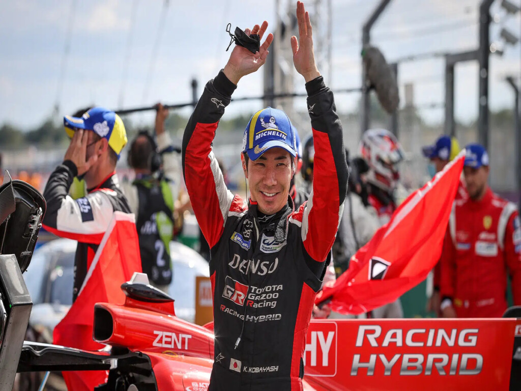 Kamui Kobayashi after winning Le Mans (Credits: Motorsport)