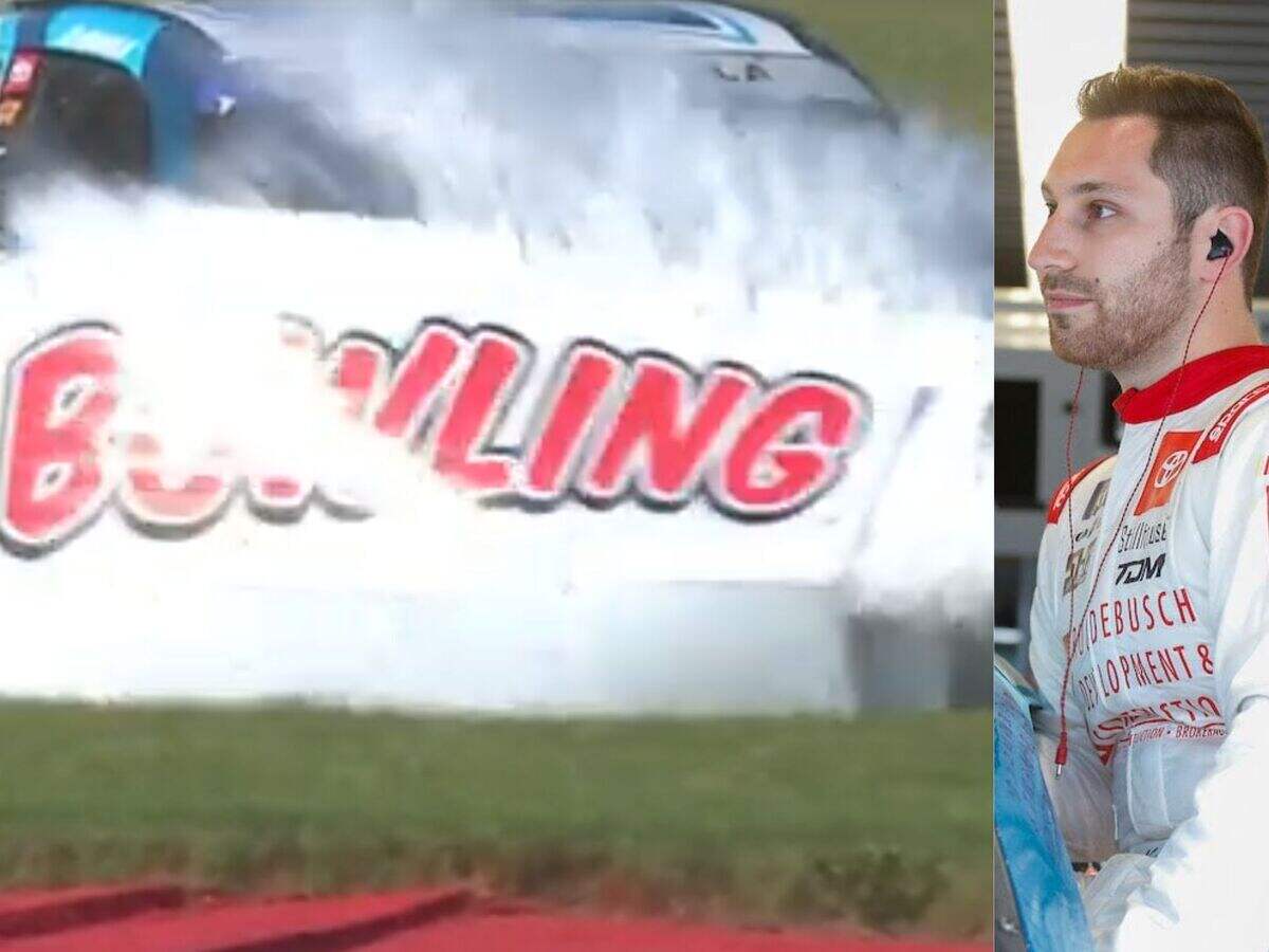 WATCH: Kaz Grala mows the infield grass and destroys the Watkins Glen Cup race title sponsor’s sign during the Xfinity event