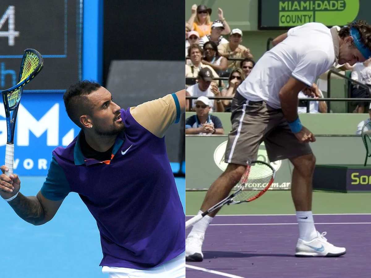 Nick Kyrgios shares video of Roger Federer breaking his racket to defend the actions of his, Novak Djokovic and others