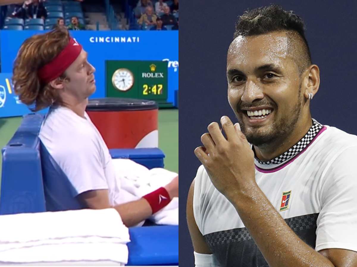 ‘Bad boy’ Nick Kyrgios takes a dirty dig at Andrey Rublev over his VIRAL sobbing video during beatdown at Cincinnati