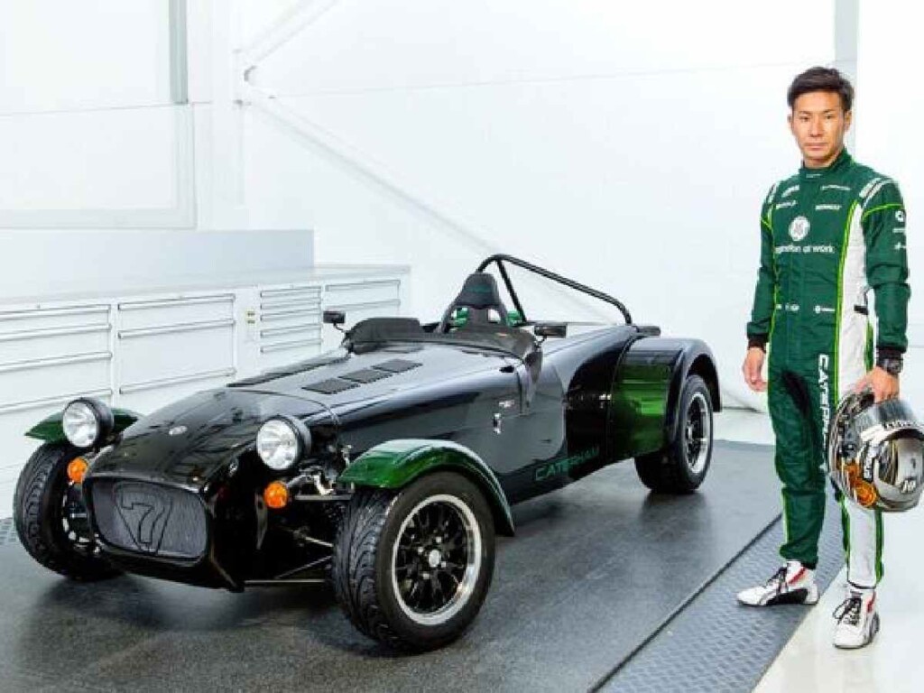 Kamui Kobayashi and his exclusive Caterham Seven