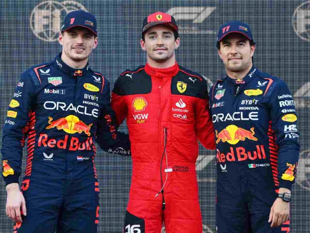 Max Verstappen, Charles Leclerc, and, Sergio Perez (Credits: F1)