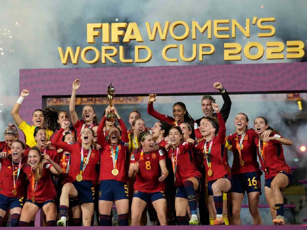 Spain Women's National Football Team lift the World Cup.