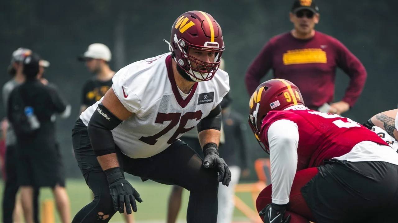 WATCH: OT Sam Cosmi does a griddy to celebrate Commanders’ nail-biting win after claiming Washington will snap Ravens’ 24-0 preseason streak before the game