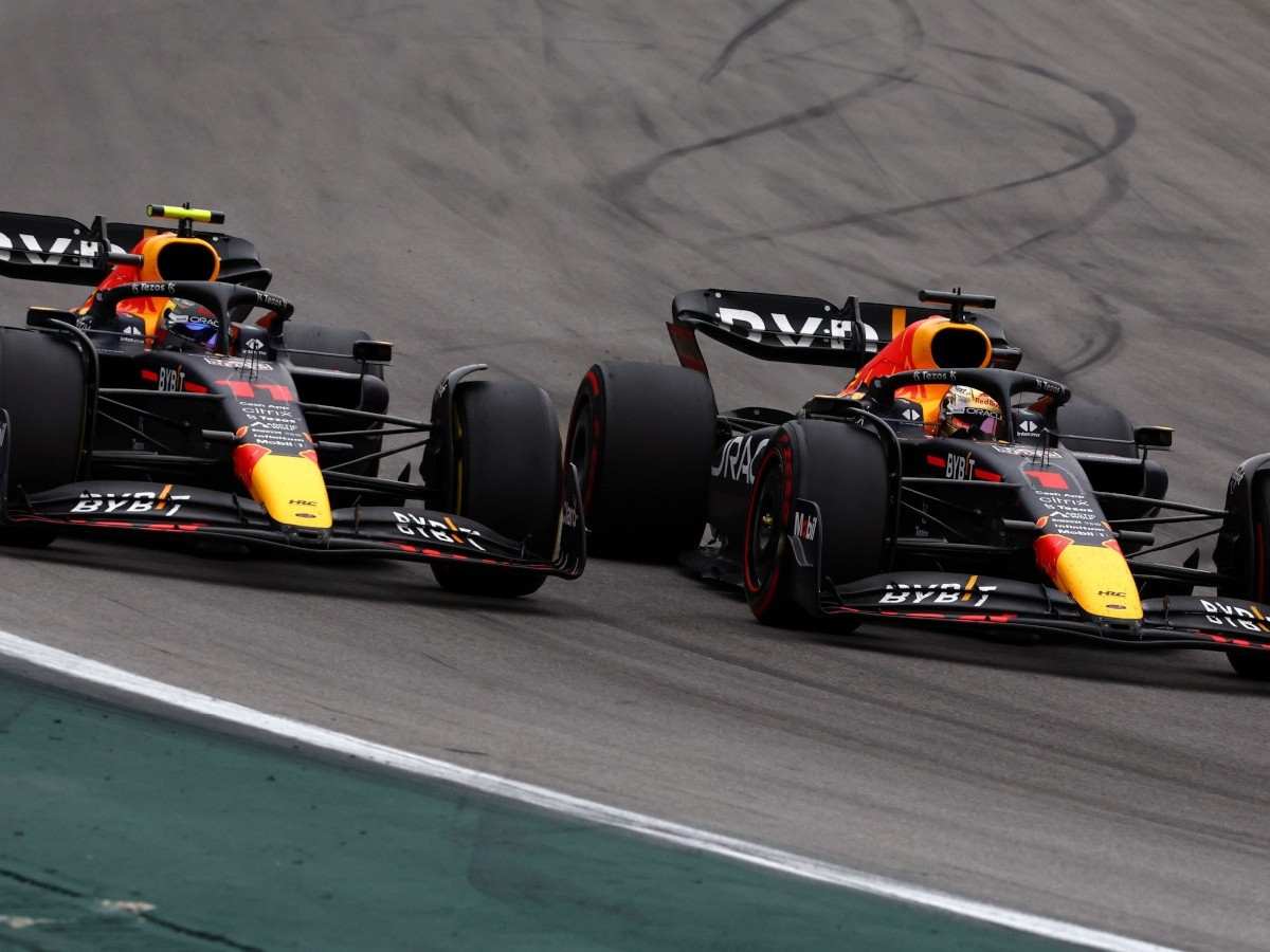 Max Verstappen and Sergio Perez at the Brazilian GP, 2022