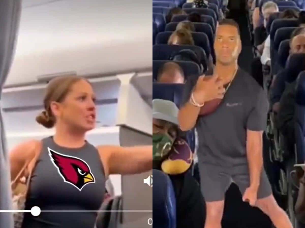 WATCH: Cardinals INSULT Russell Wilson by posting the infamous ‘delusional airplane lady’ video with a twist following preseason beatdown, deletes it later