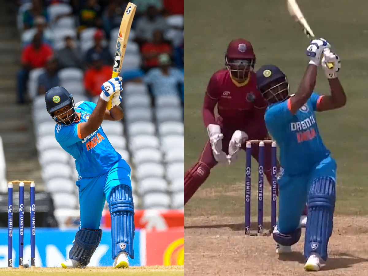 WATCH: Sanju Samson hits a six on second ball he faces in India vs West Indies 3rd ODI, ends up with 41-ball 51