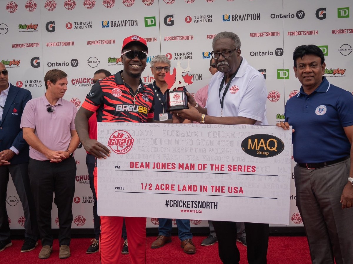 “It’s not a mixer grinder at least,” Netizens share hilarious reactions as Sherfane Rutherford gets “half an acre of land in the USA” as Man of the Series prize on GT20 Canada