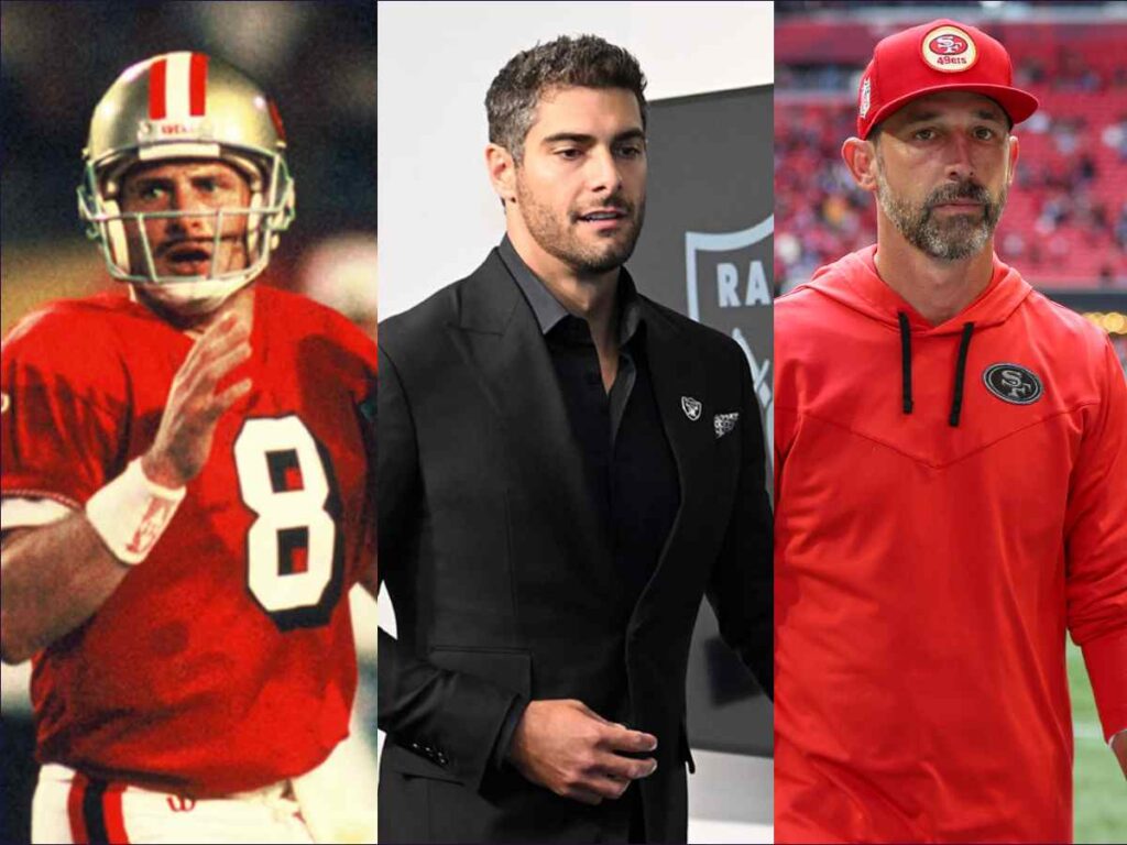 Steve Young, Jimmy Garoppolo and Kyle Shanhan