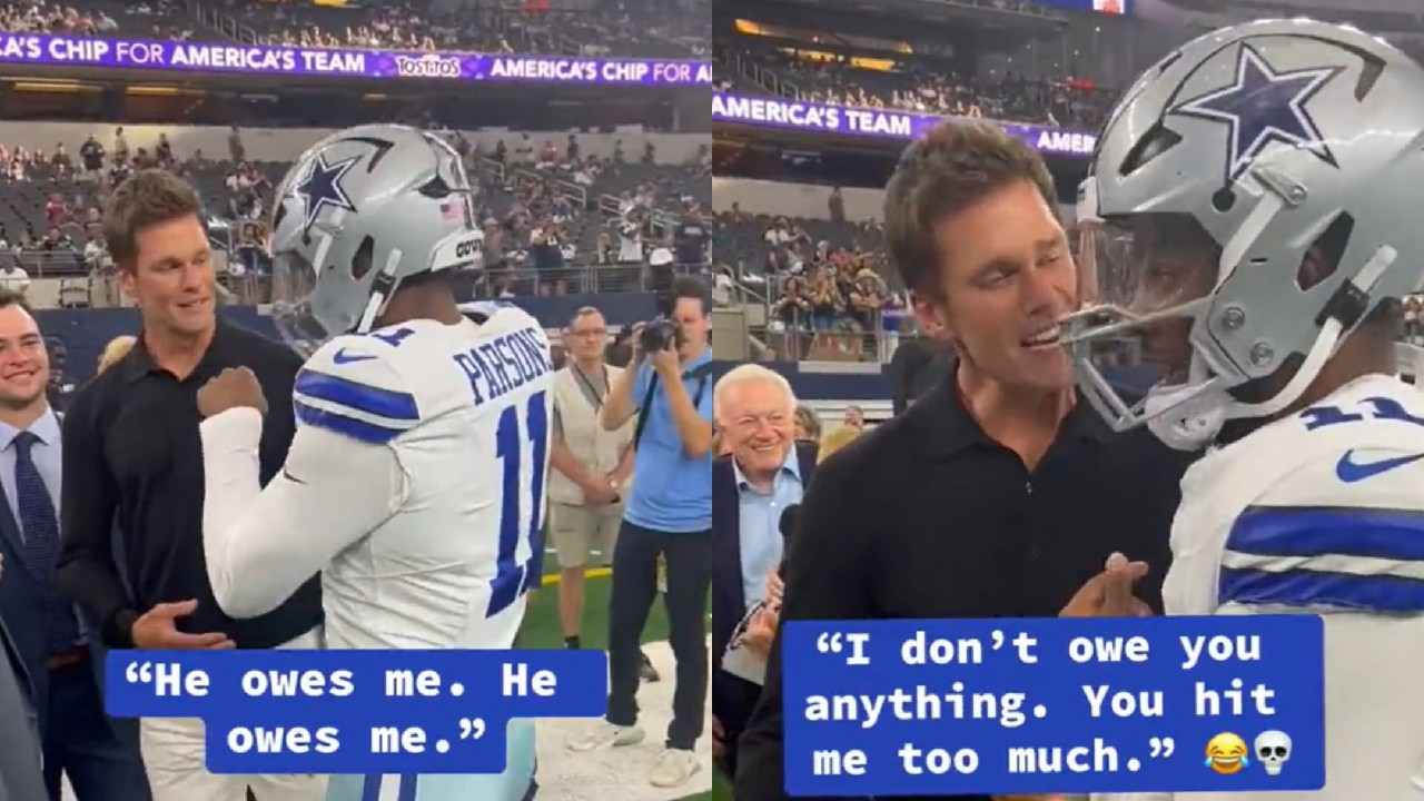 “I don’t owe you s**t!” Tom Brady indulges in cheeky post-game banter with Micah Parsons amid tensions in Cowboys camp after Trey Lance trade