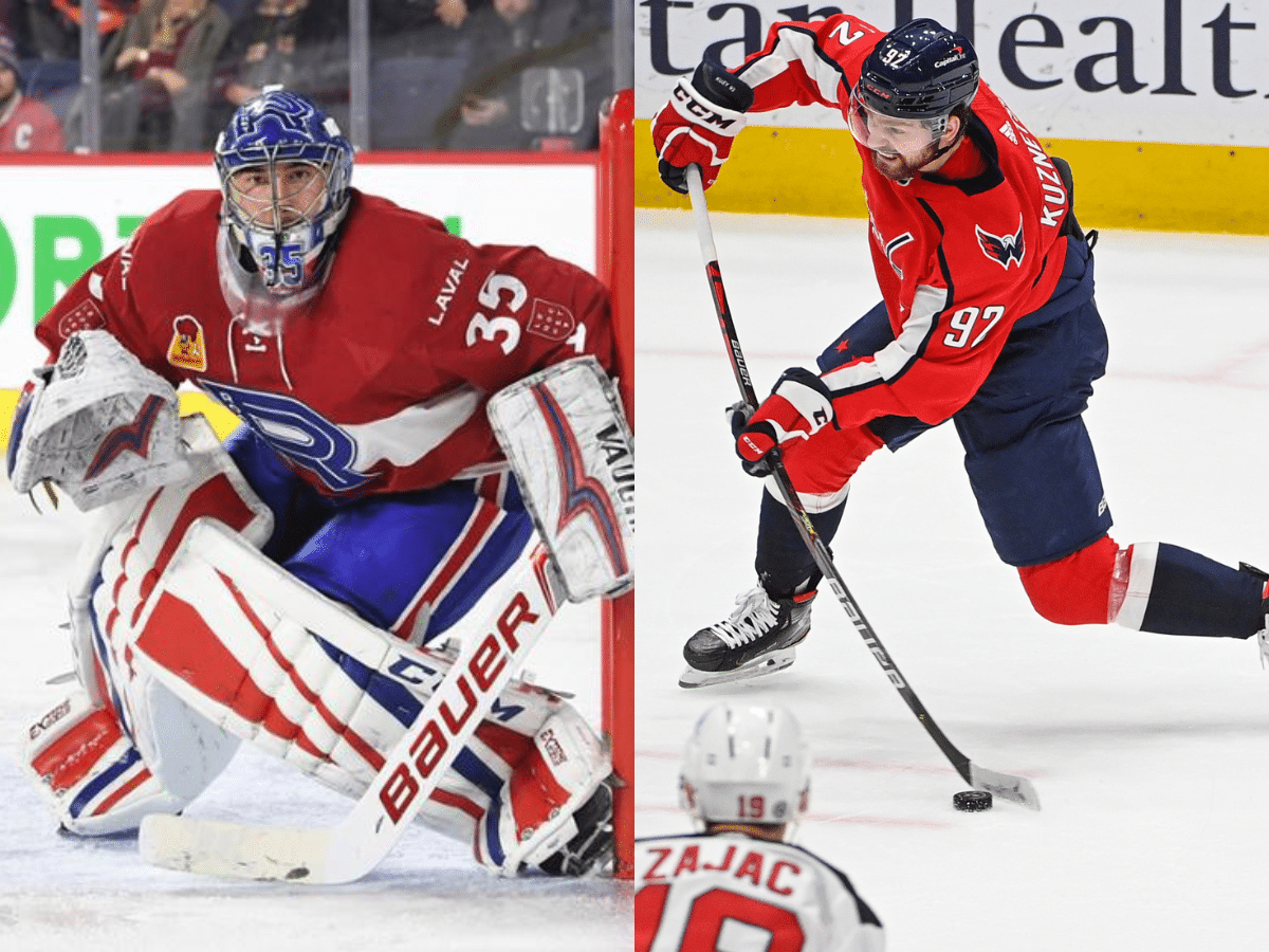 Charlie Lindgren and Evgeny Kuznetsov [Image Credit: NHL/Washington Post]