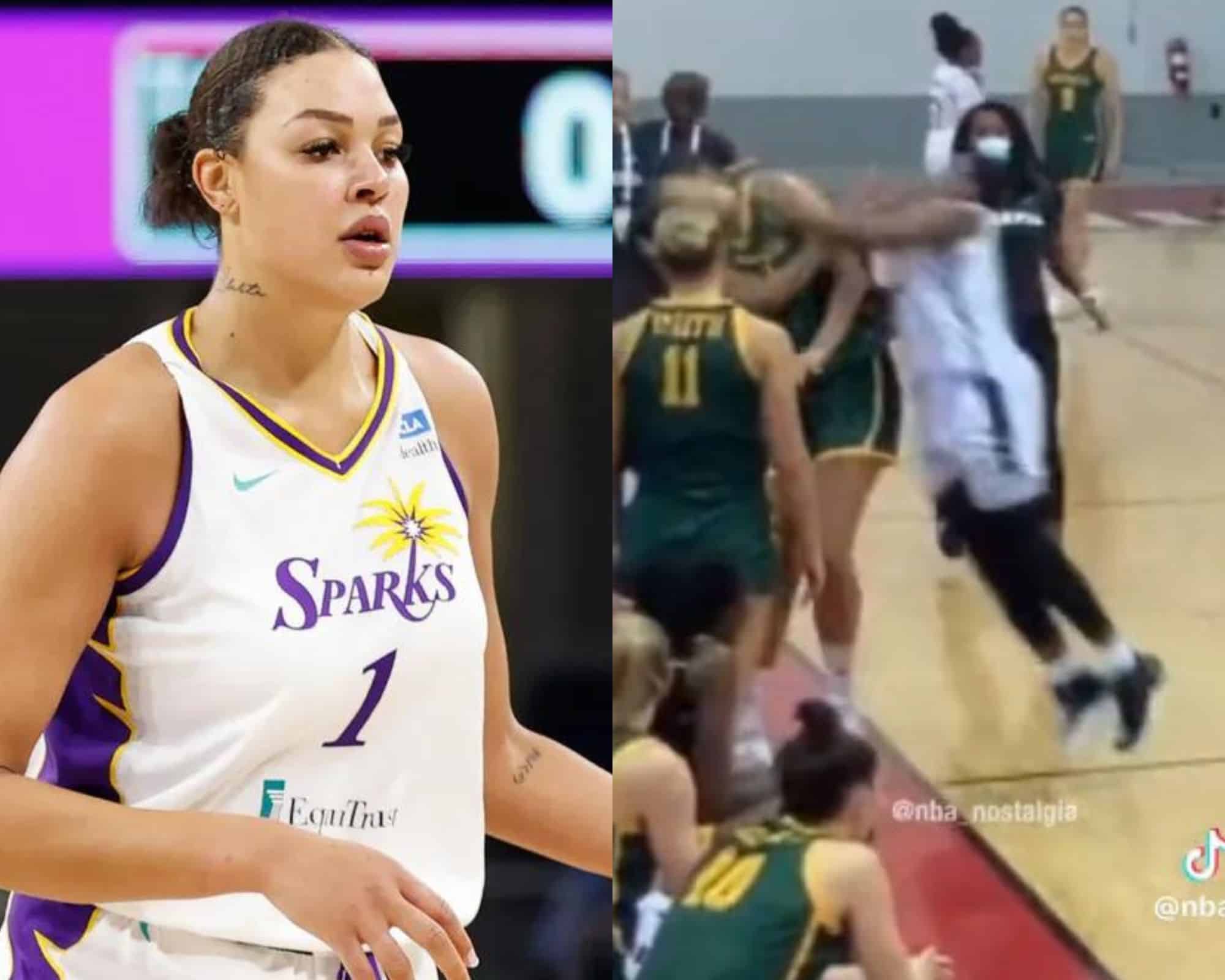 WATCH: “So glad her big goofy a*s for snuffed” – Liz Cambage got PUNCHED in the face during scrimmage brawl with Nigerian basketball team