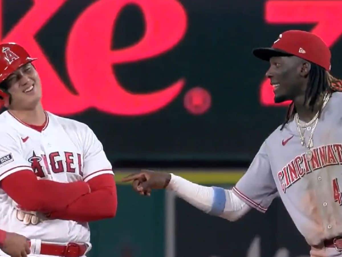 WATCH: Elly De La Cruz HILARIOUSLY pokes Shohei Ohtani to check if he’s real during Reds-Angels game