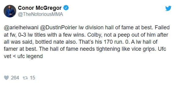 Conor McGregor's deleted tweet
