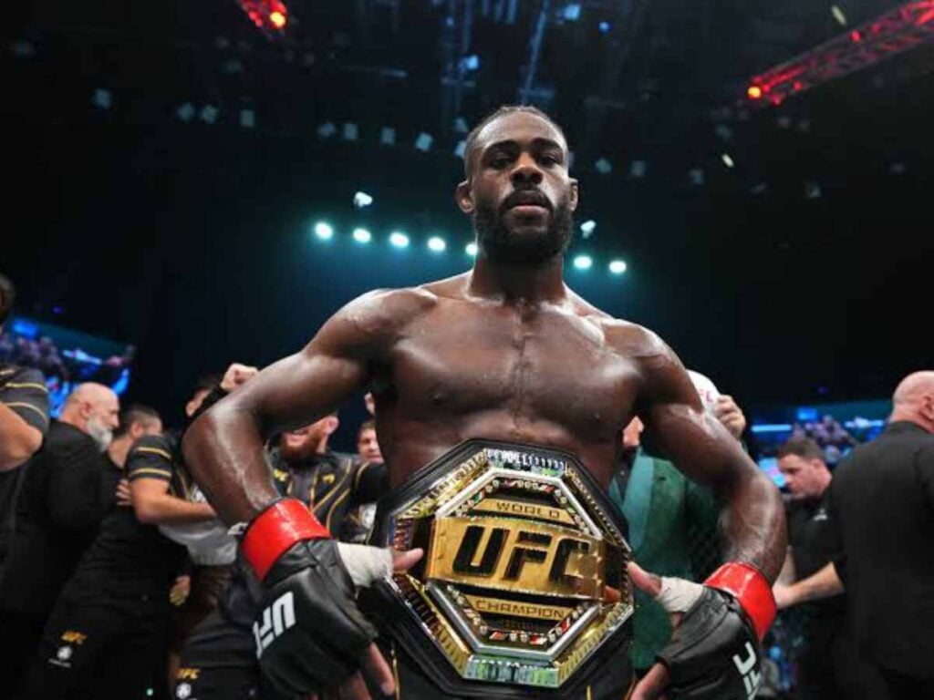 Aljamain Sterling with the Bantamweight belt.