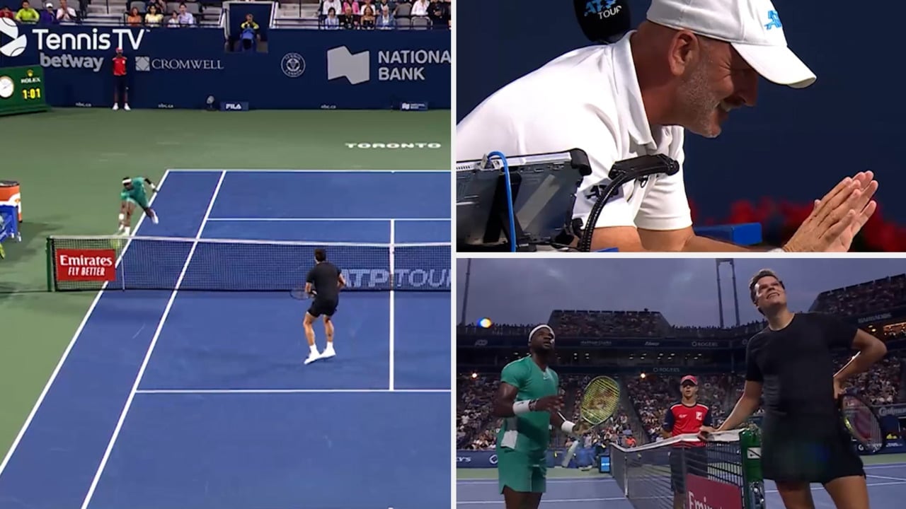 Milos Raonic complies with chair umpire over his controversial call against Frances Tiafoe in a fiery clash at the Canadian Open