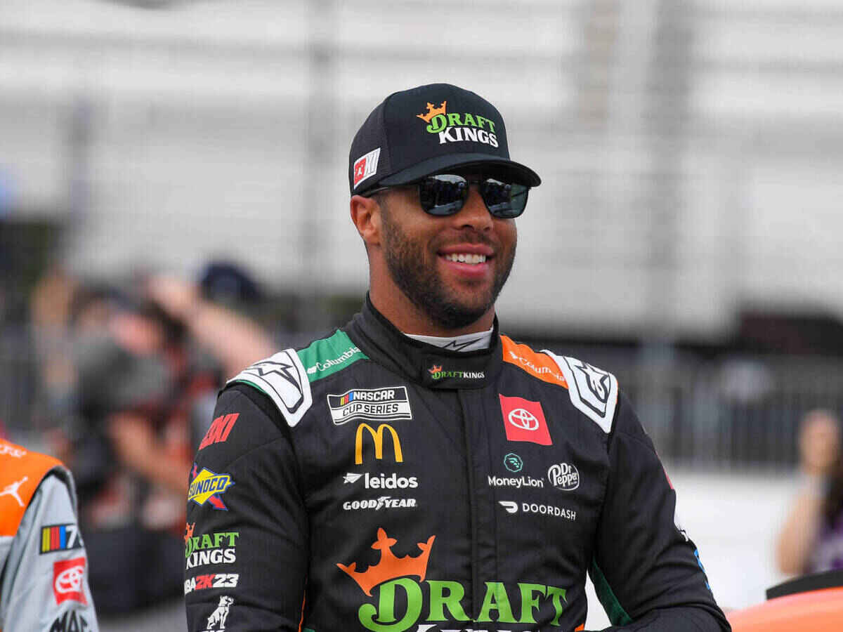 LOUDON, NH JULY 15: Bubba Wallace ( 23 23XI Racing Draft Kings Toyota) looks on before practice for the NASCAR, Motors