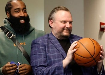 James Harden and Daryl Morey