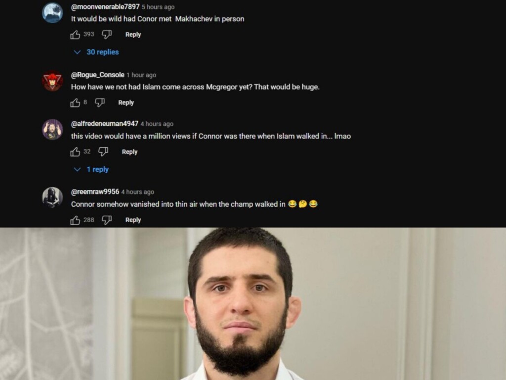 Comment section after Islam Makhachev appeared on TUF featuring Conor McGregor