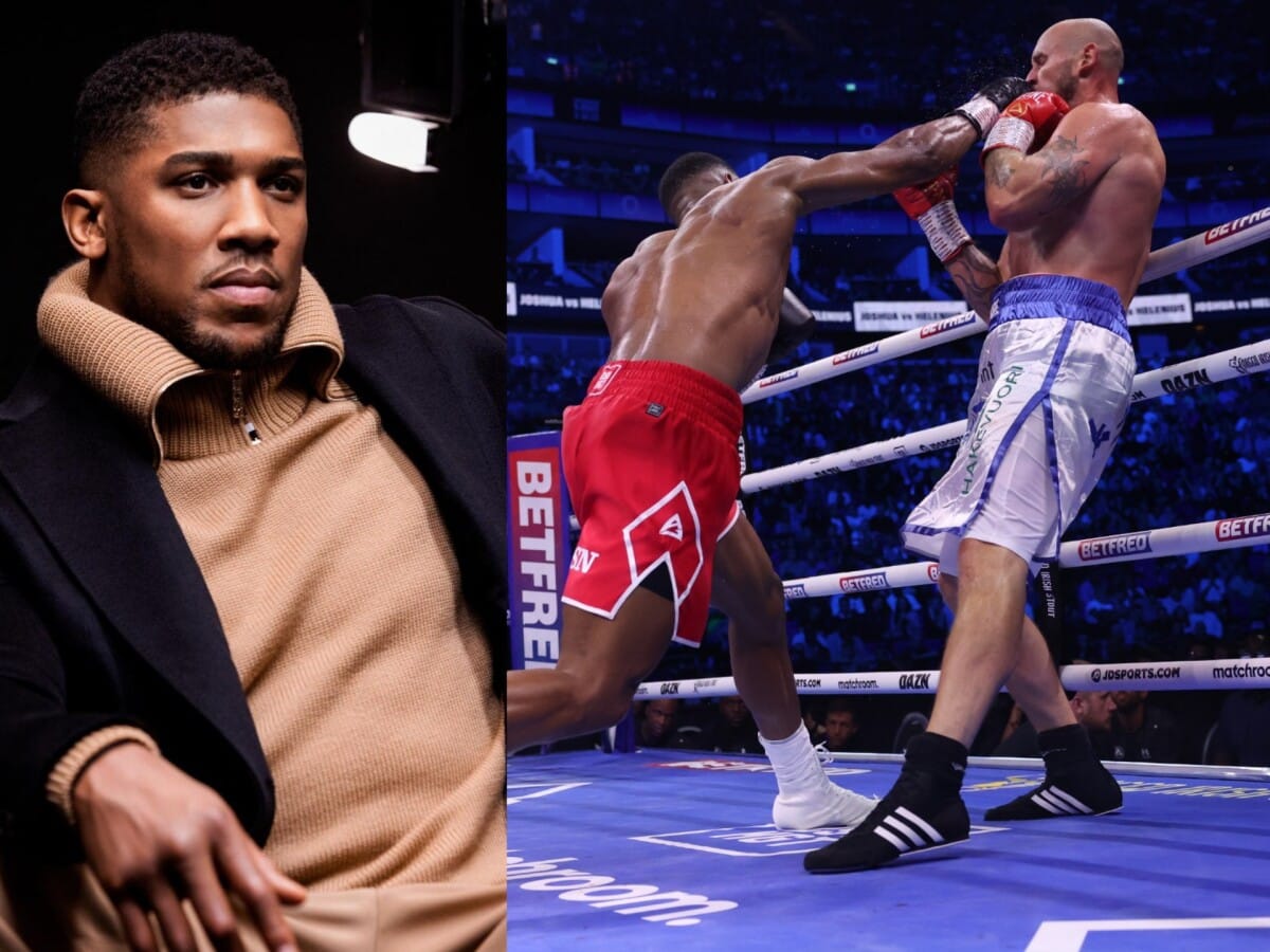 “Cleanest KO of his career” – Fans left in awe as Anthony Joshua knocks out Robert Helenius in brutal fashion