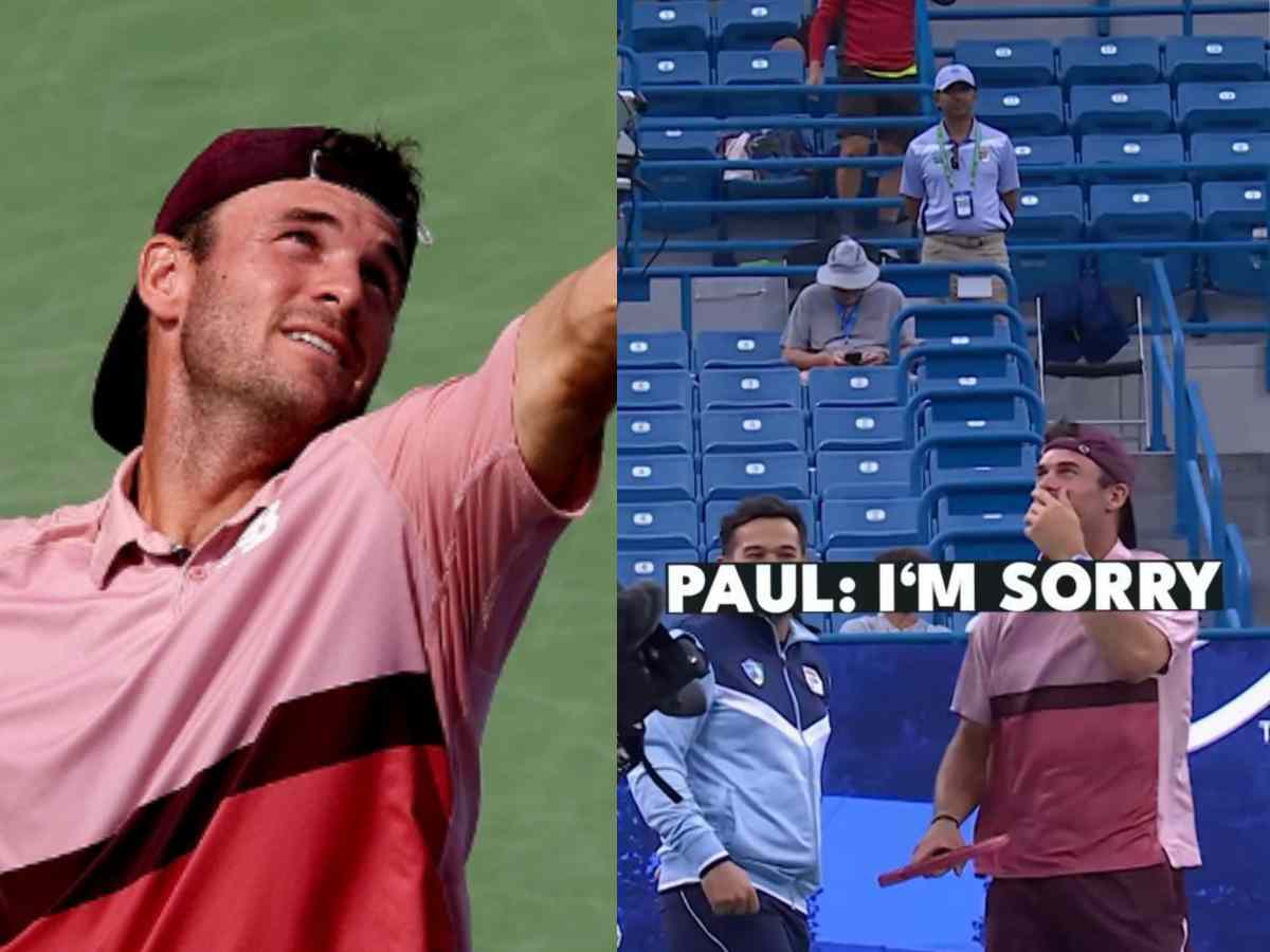 WATCH: Tommy Paul hits the chair umpire on his head during warm-up, rushes to apologise immediately