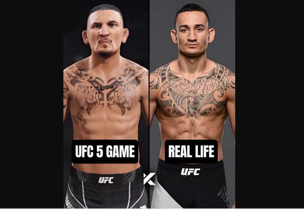 Max Holloway compares his real life picture to UFC 5 character