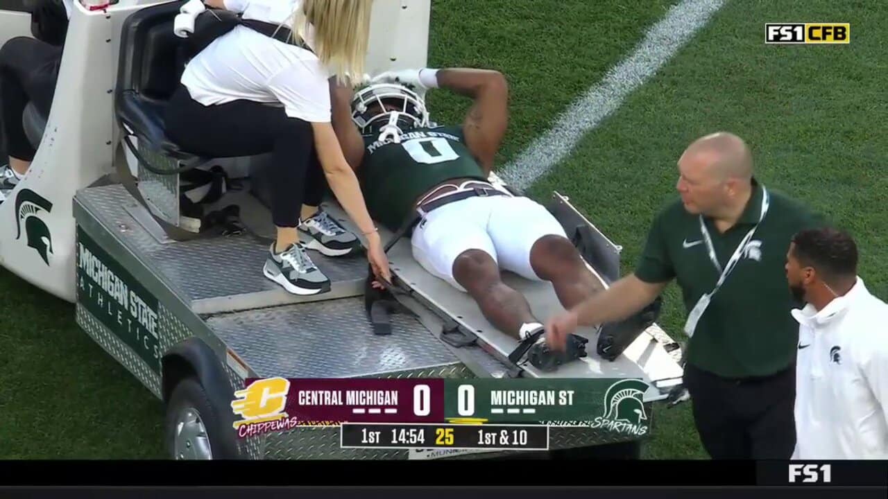 WATCH: Michigan State WR Alante Brown carted off the field after he passed out and lost consciousness on the field courtesy of a vicious hit