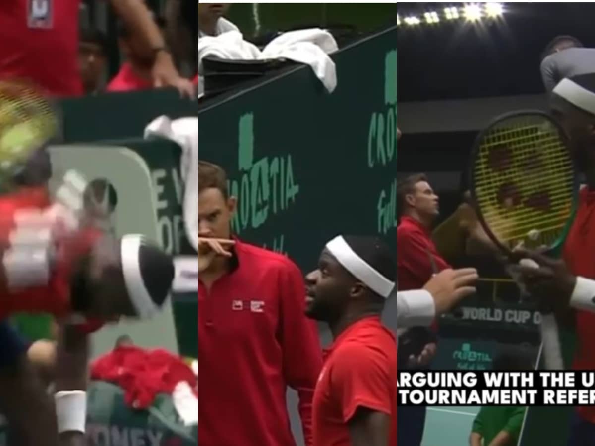 WATCH: Frances Tiafoe loses temper as he smashes his racket after an argument with the tournament director, USA loses the tie with a point penalty on match point at the Davis Cup