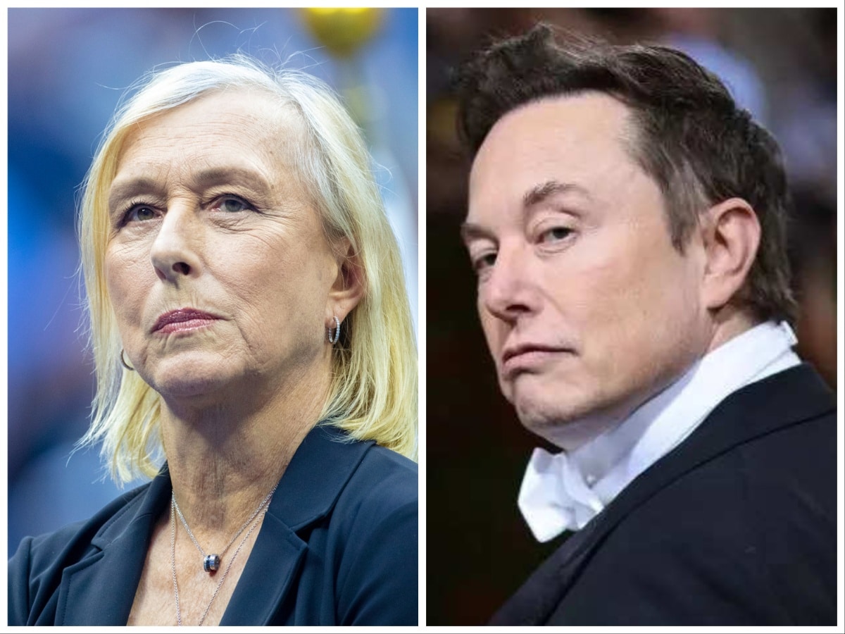 (L) Martina Navratilova, (R) Elon Musk