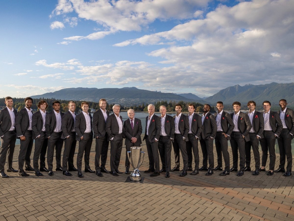 Bjorn Borg and John McEnroe with their teams ahead of the Laver Cup.