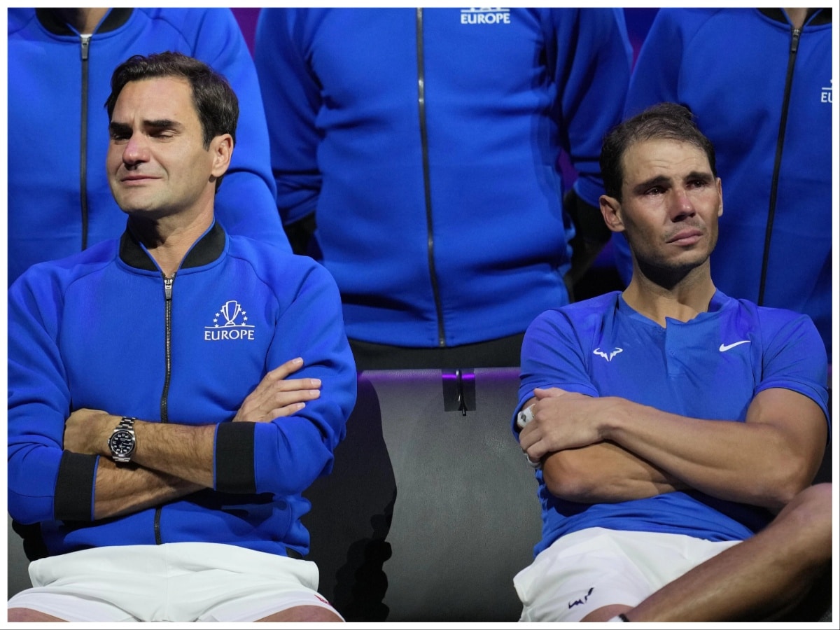 (L) Roger Federer, (R) Rafael Nadal (Via Laver's Cup)