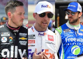 Alex Bowman, Denny Hamlin and Daniel Suarez (Via IMAGO)