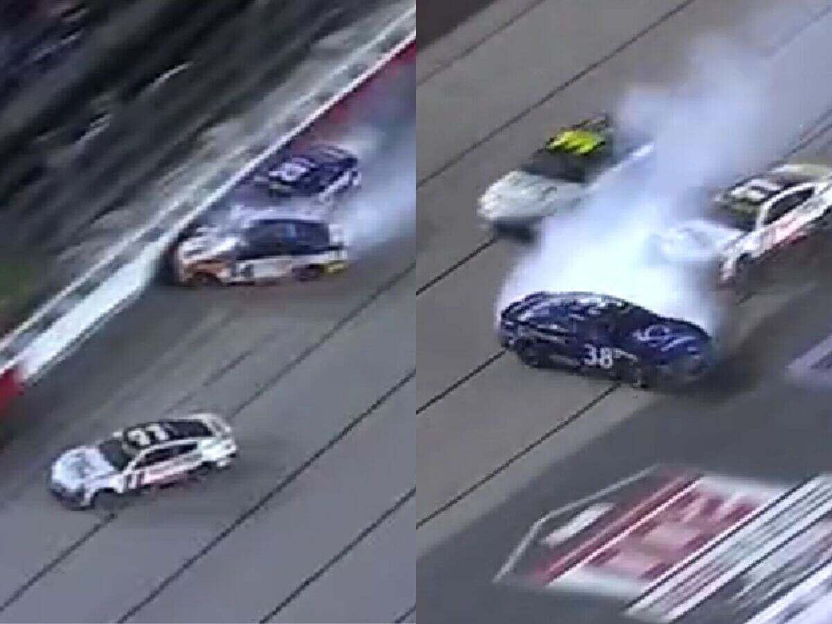 WATCH: “Darlington making veterans look like rookies”- Kyle Busch causes multi-car wreck involving Denny Hamlin and Michael McDowell