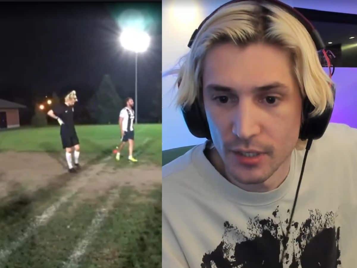 “Can’t f**king breathe properly,” xQc collapses to the ground during football practice for the upcoming Sidemen Charity Match 2023