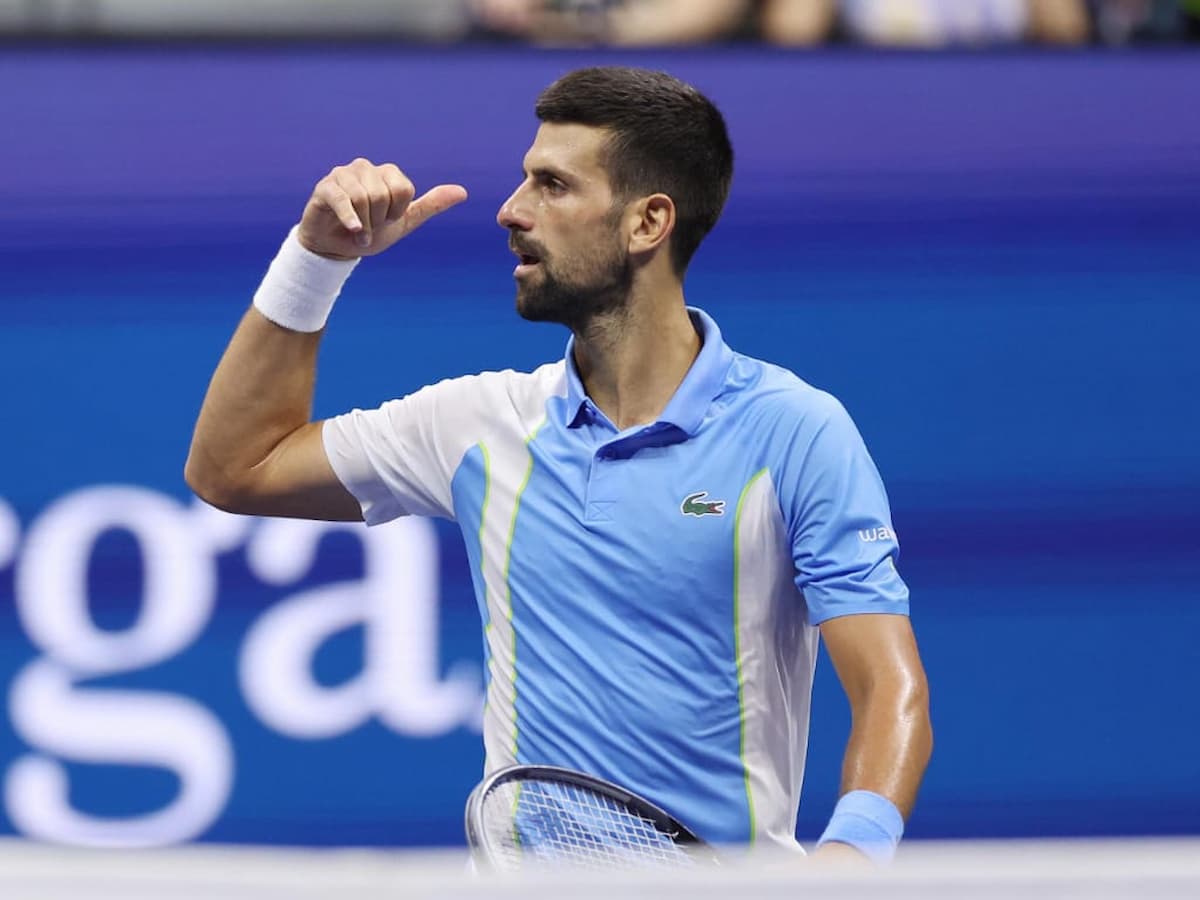 Novak Djokovic's 'Dial in' celebration (Source: US Open)