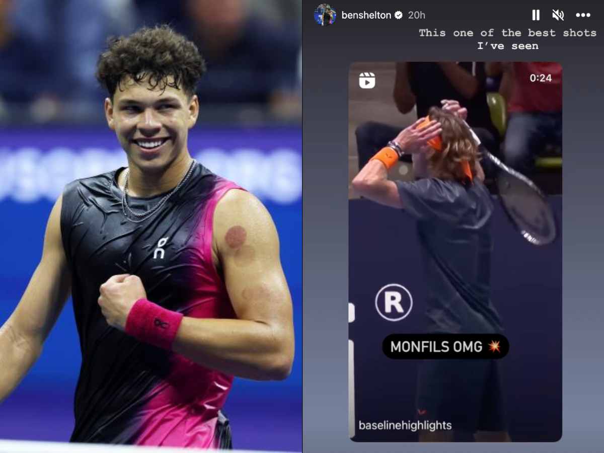 Ben Shelton (L), Ben's IG Story (R) (Sources: Sporting News, Instagram)