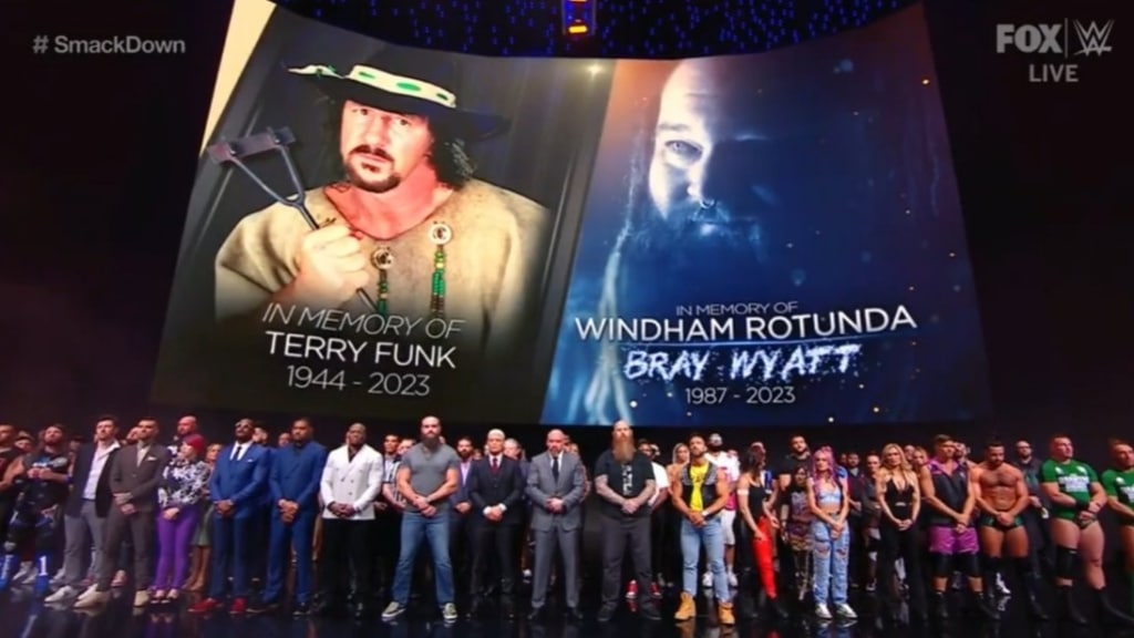 WWE Roster paying tribute to Bray Wyatt and Terry Funk 