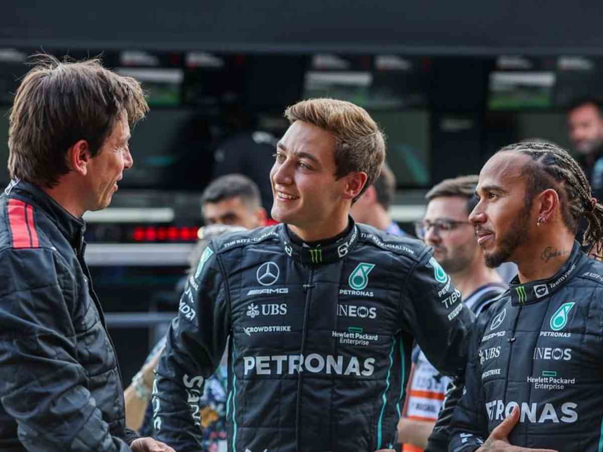 Toto Wolff, George Russell, and Lewis Hamilton (Credits: Sportskeeda)