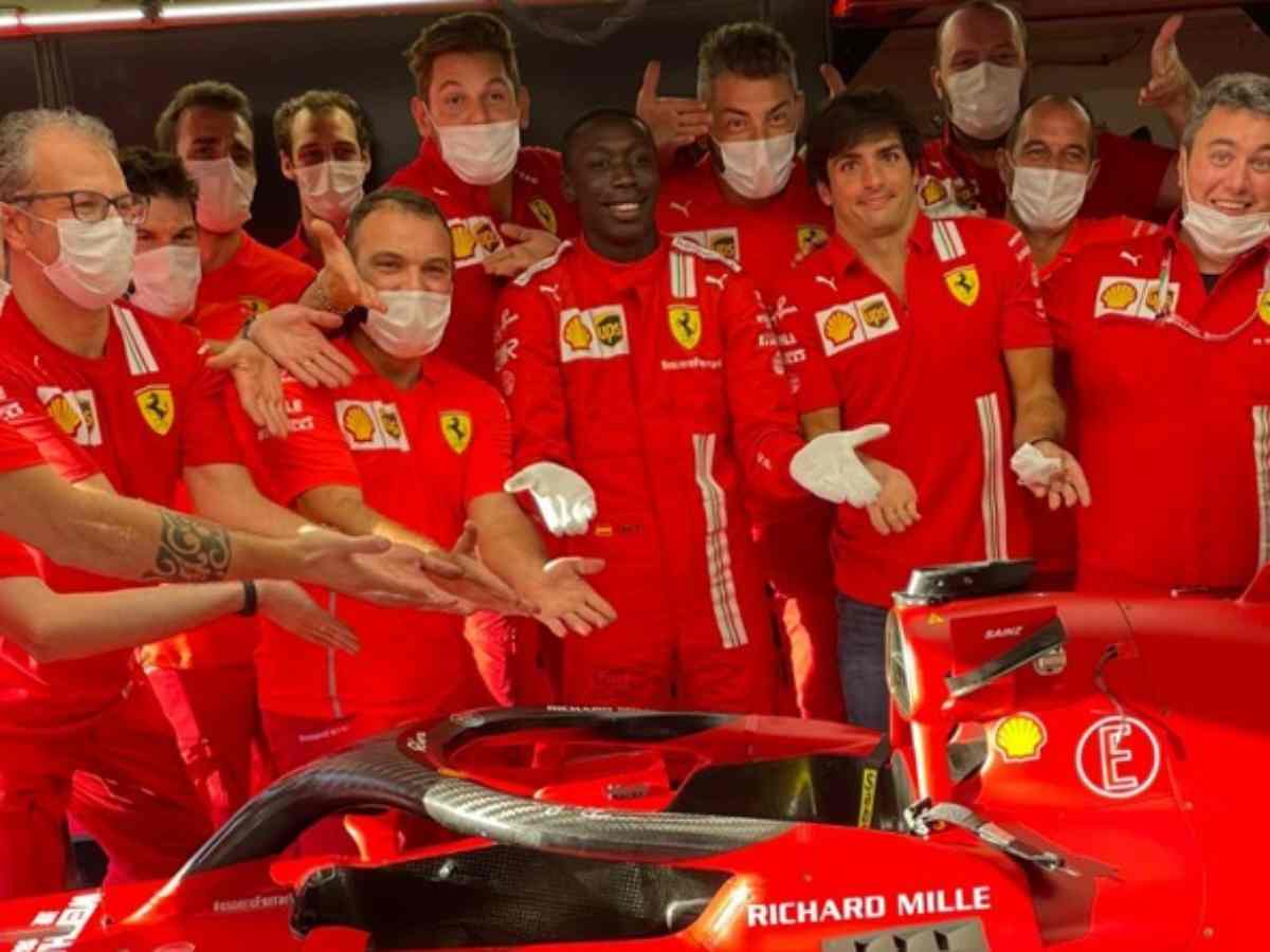 Khaby Lame with Ferrari garage