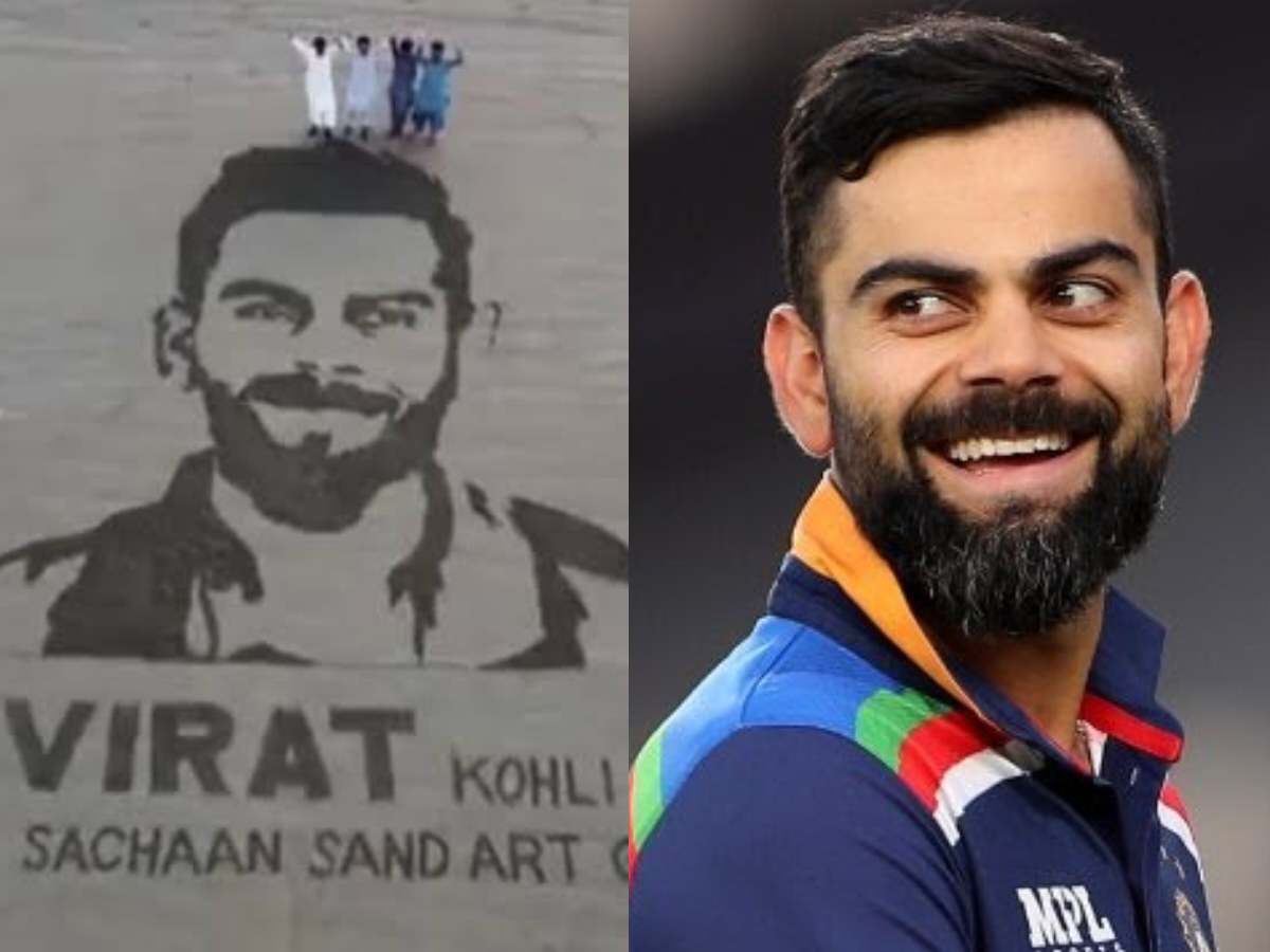 WATCH: Cricket has no boundaries! Fans in Balochistan create stunning sand art of Virat Kohli