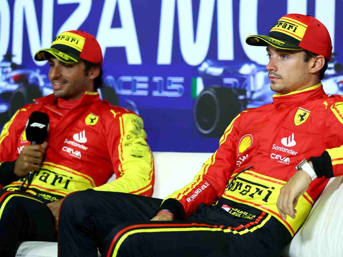 Ferrari drivers Carlos Sainz and Charles Leclerc during the Italian GP weekend.