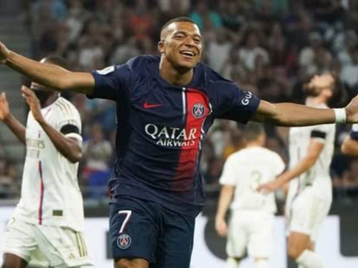 Mbappe after scoring vs Lyon 