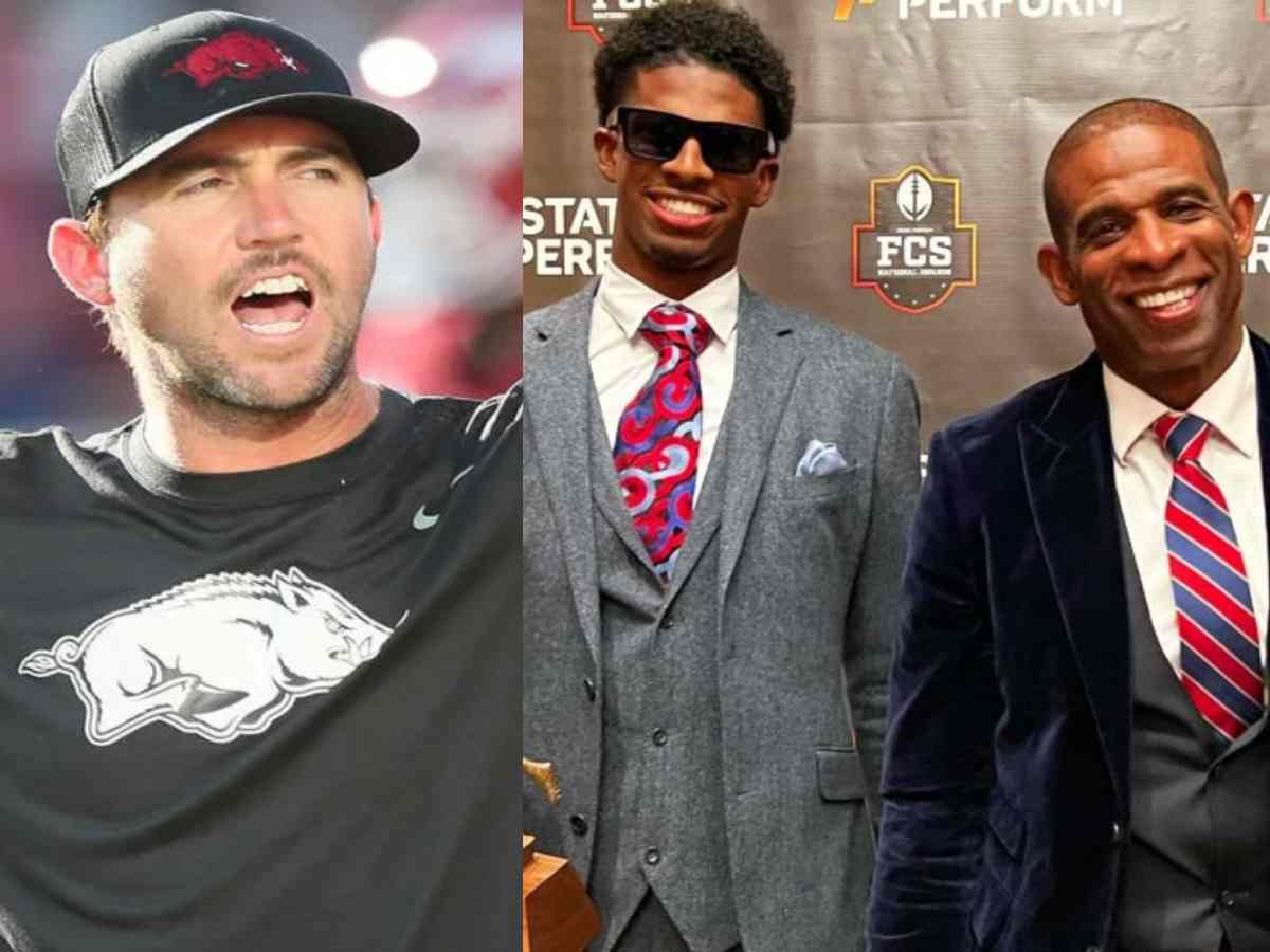 Kendal Briles (L) and Shedeur and Deion Sanders (R)