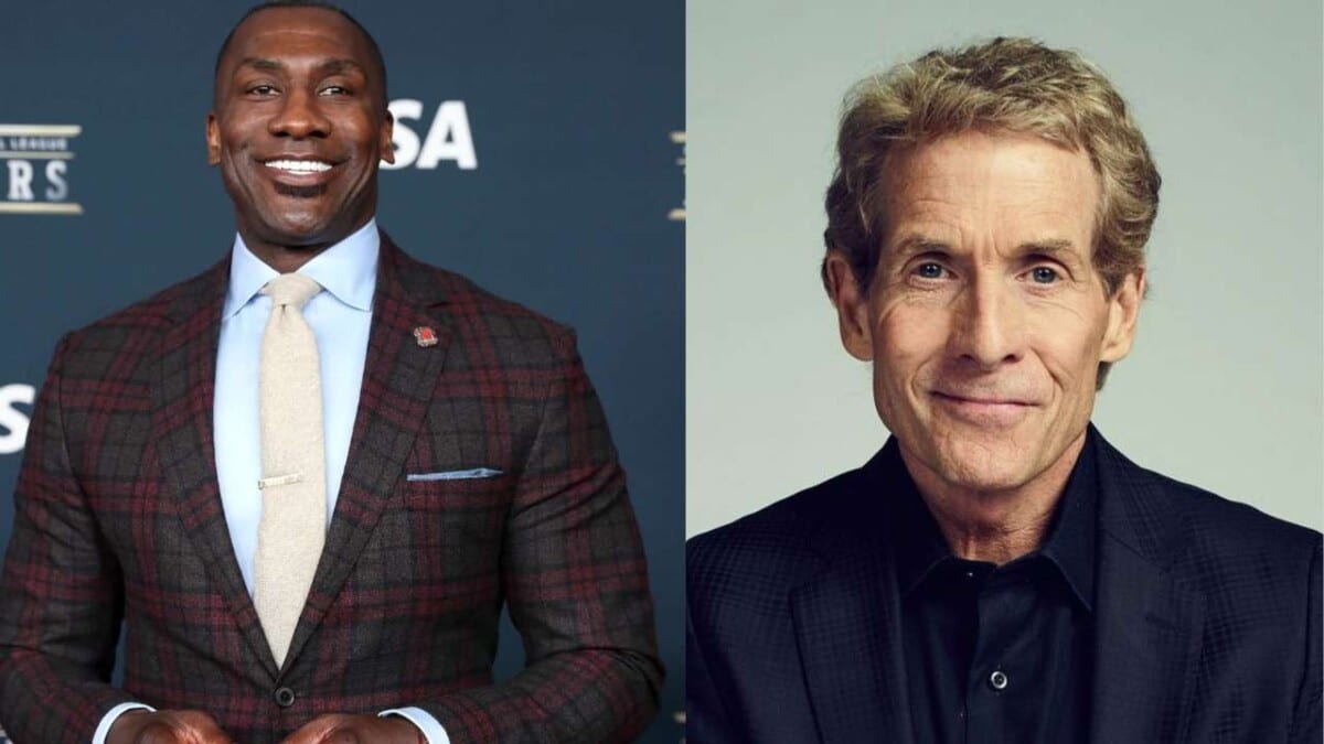 WATCH: Stephen A. Smith hilariously wears a name tag on 'First Take' a day after Shannon Sharpe called him "Skip" on live TV 1 Shannon Sharpe (L) and Skip Bayless (R)