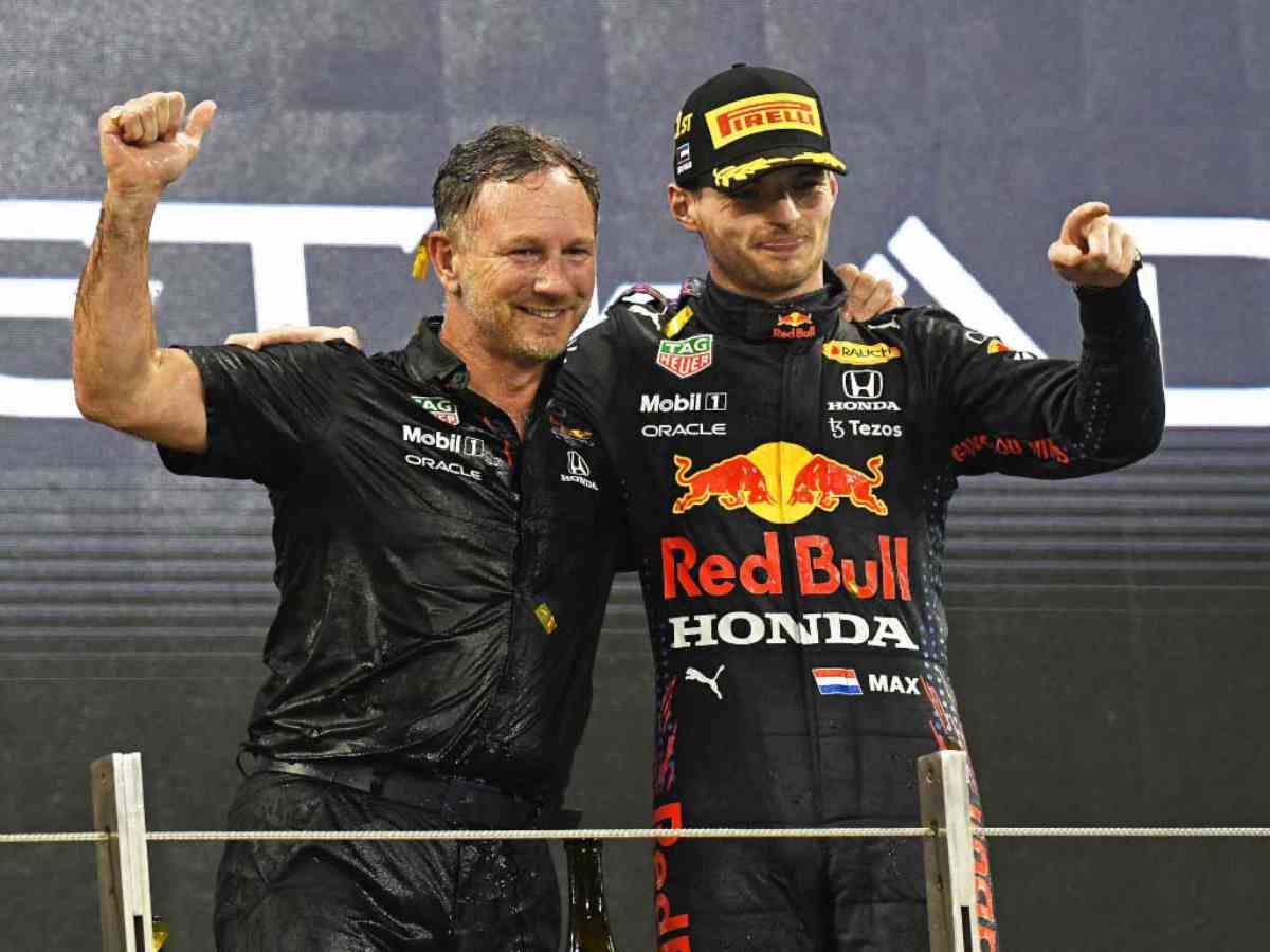 Christian Horner and Max Verstappen (image via PlanetF1)