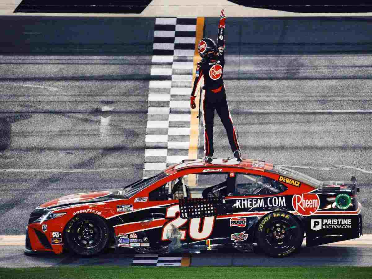 Christopher Bell on top of his No. 20 Toyota Camry