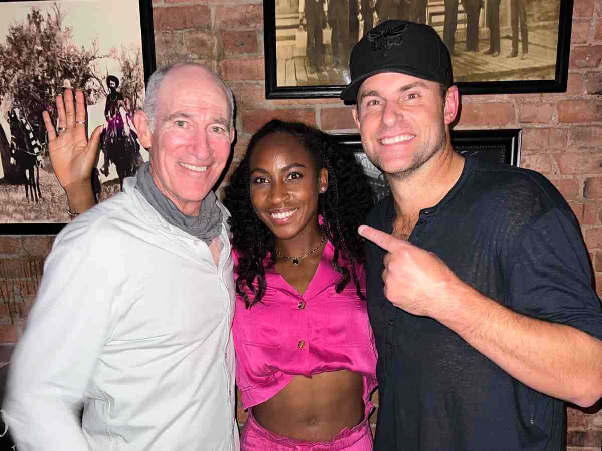 Brad Gibert, Coco Gauff and Andy Roddick 